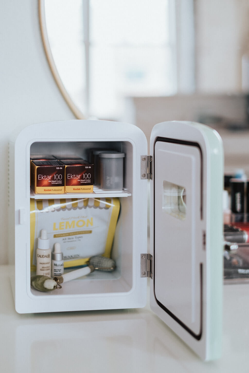 Mint Green Beauty Fridge Mini Refrigerator for Storing Camera Film