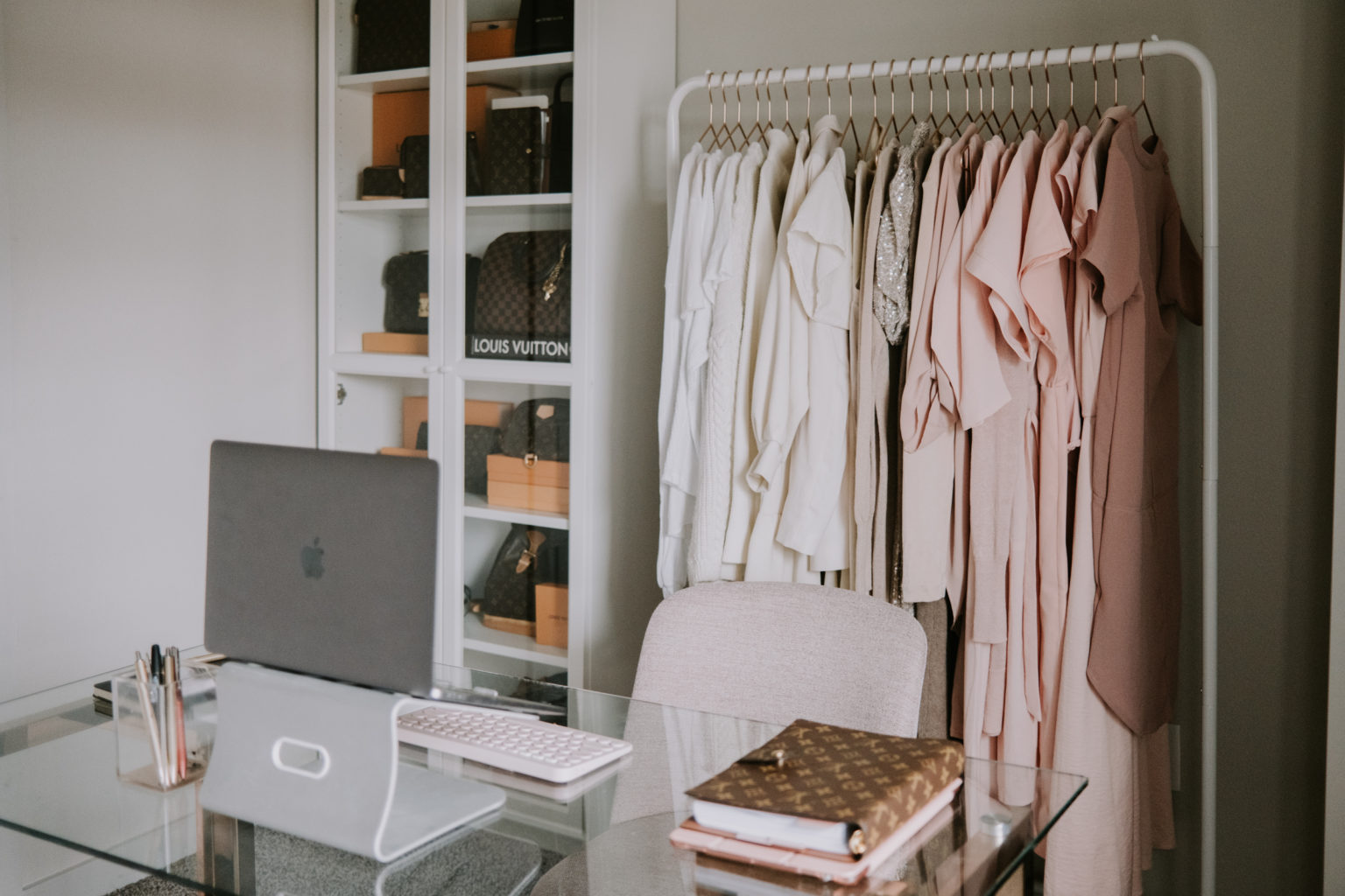 Home Office Tour Blush Pink Dressing Room & Closet